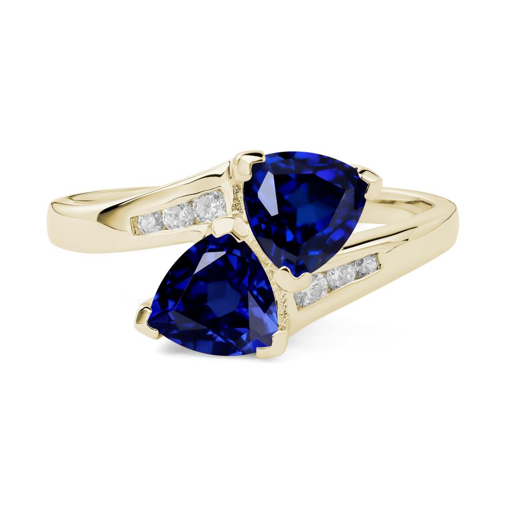 2 Stone Lab Created Sapphire Mothers Ring - LUO Jewelry #metal_14k yellow gold