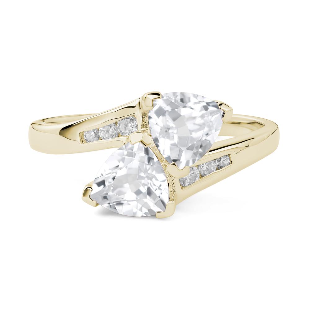 2 Stone White Topaz Mothers Ring - LUO Jewelry #metal_14k yellow gold