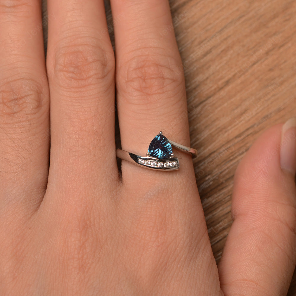 Trillion Cut Alexandrite Engagement Ring Silver - LUO Jewelry