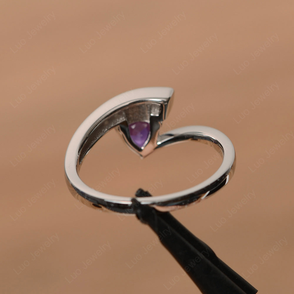 Trillion Cut Amethyst Engagement Ring Silver - LUO Jewelry