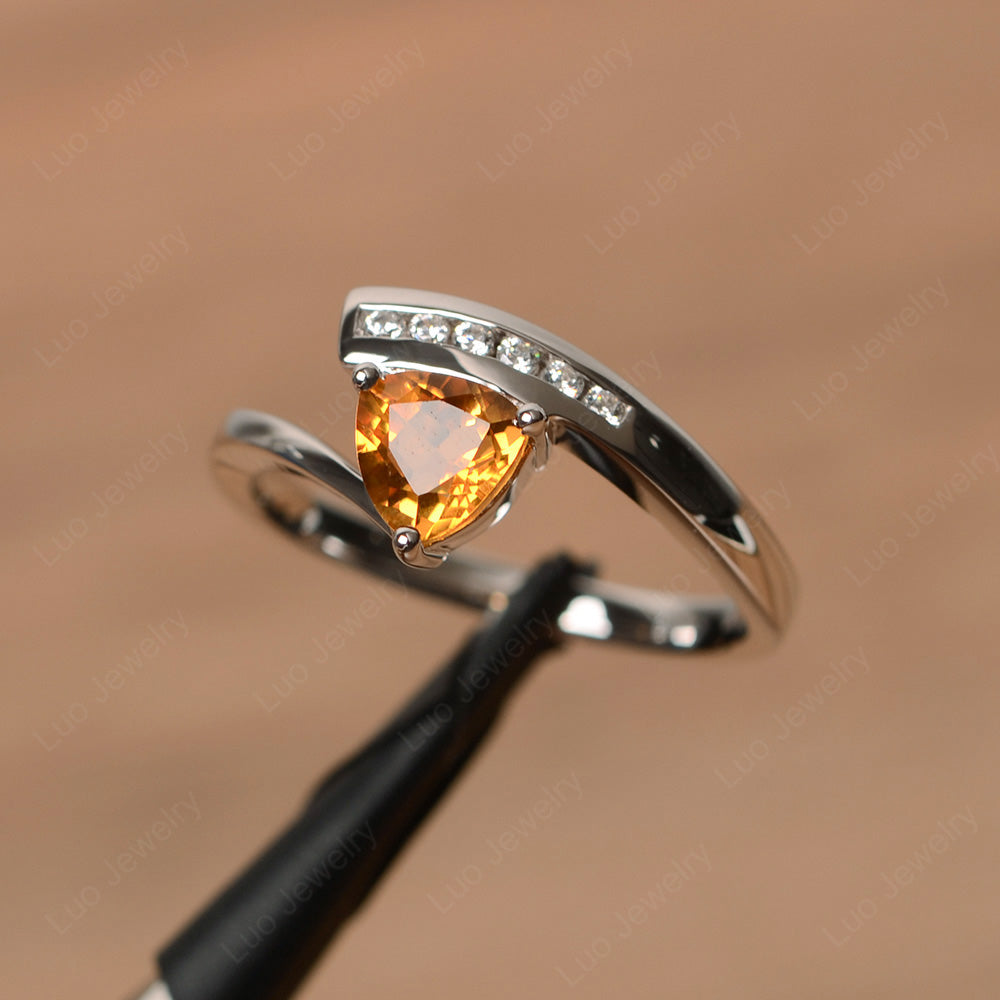 Trillion Cut Citrine Engagement Ring Silver - LUO Jewelry