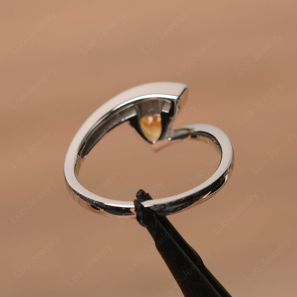 Trillion Cut Citrine Engagement Ring Silver - LUO Jewelry