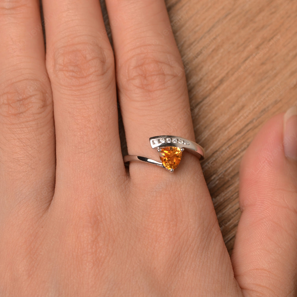 Trillion Cut Citrine Engagement Ring Silver - LUO Jewelry