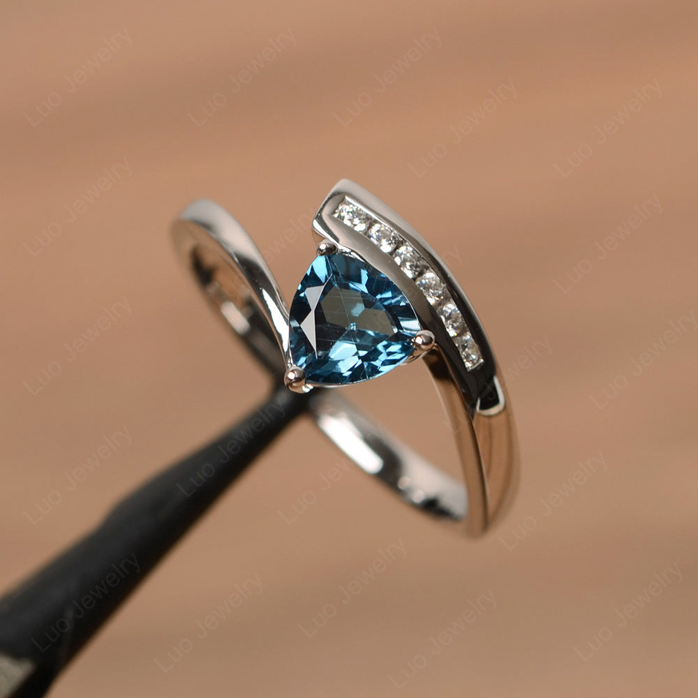 Trillion Cut London Blue Topaz Engagement Ring Silver - LUO Jewelry