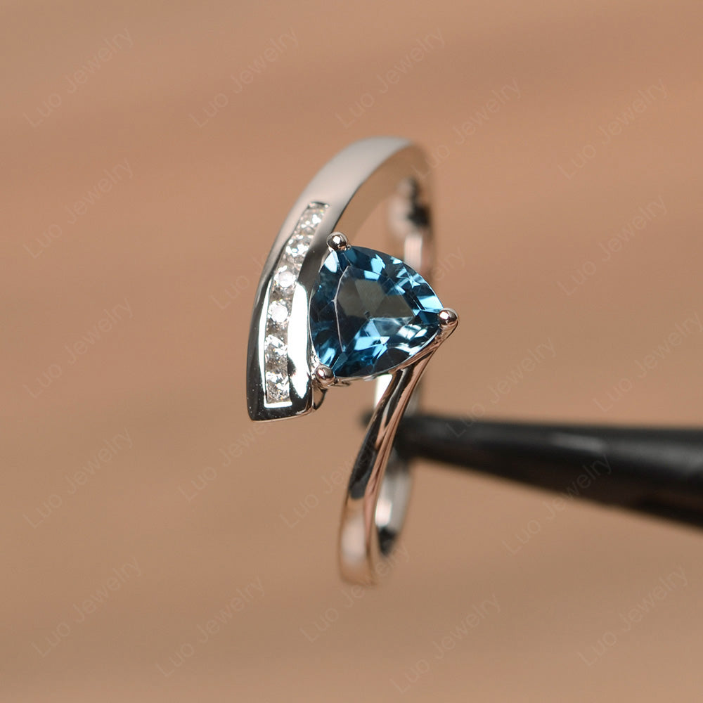 Trillion Cut London Blue Topaz Engagement Ring Silver - LUO Jewelry