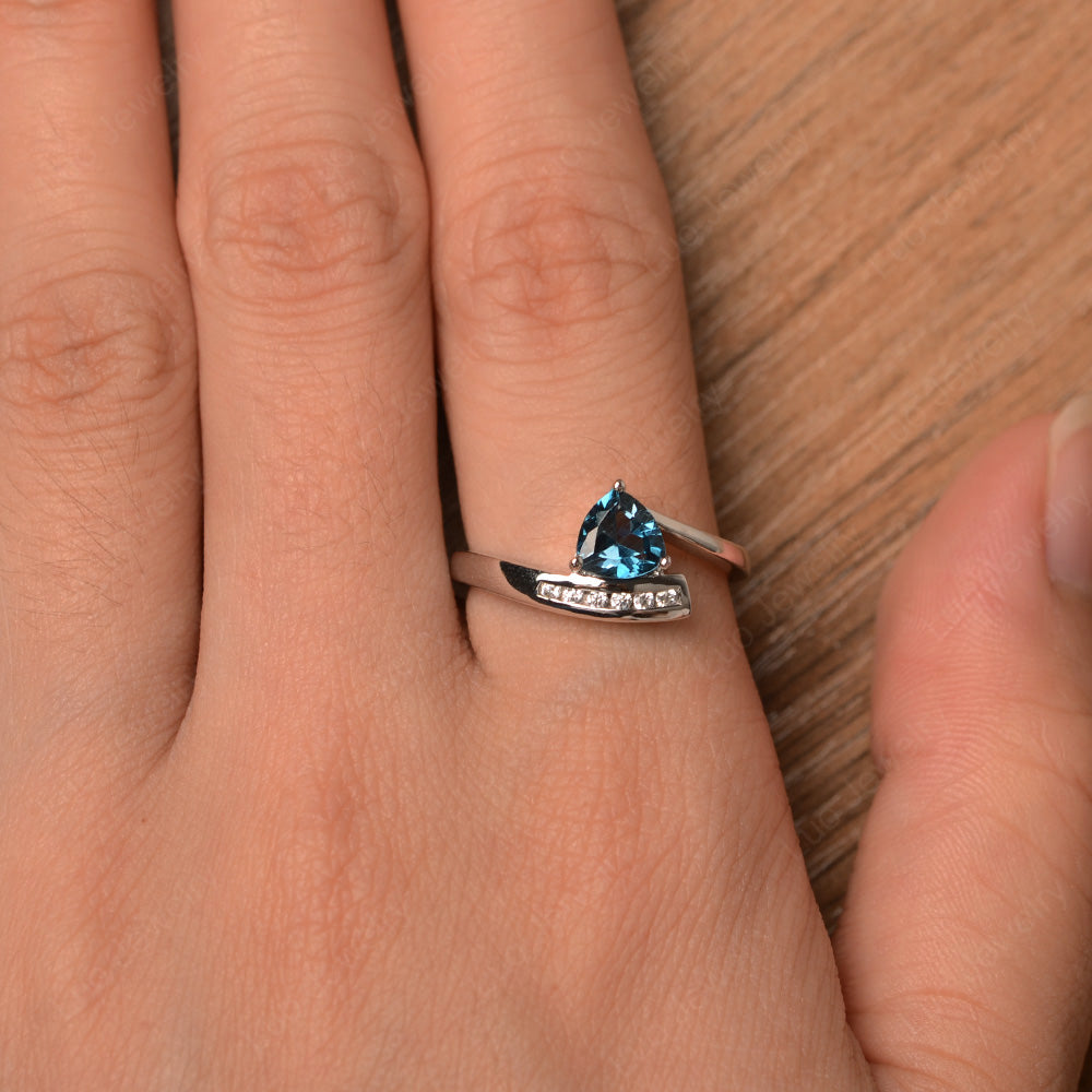 Trillion Cut London Blue Topaz Engagement Ring Silver - LUO Jewelry