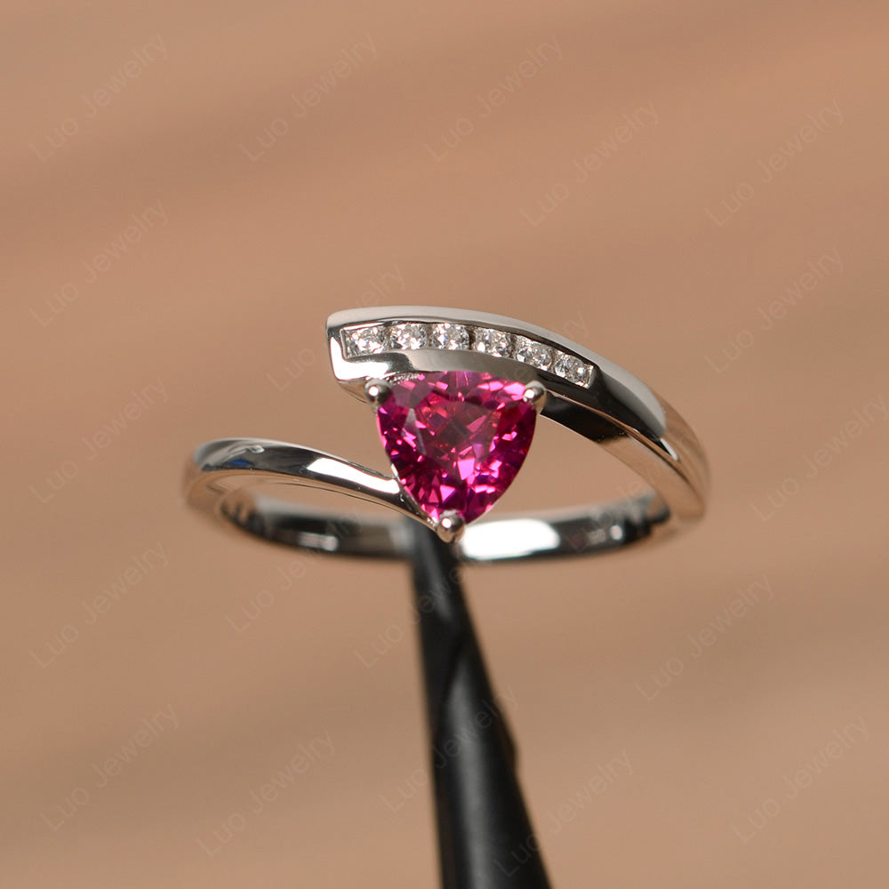 Trillion Cut Ruby Engagement Ring Silver - LUO Jewelry