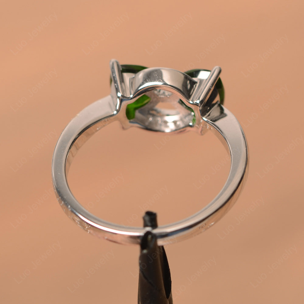 Trillion Cut Diopside Ring 2 Stone Mothers Ring - LUO Jewelry