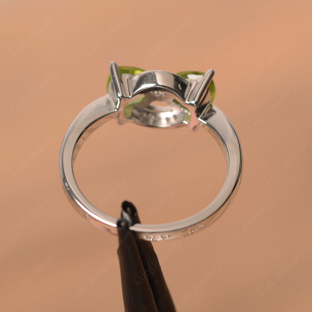 Trillion Cut Peridot Ring 2 Stone Mothers Ring - LUO Jewelry