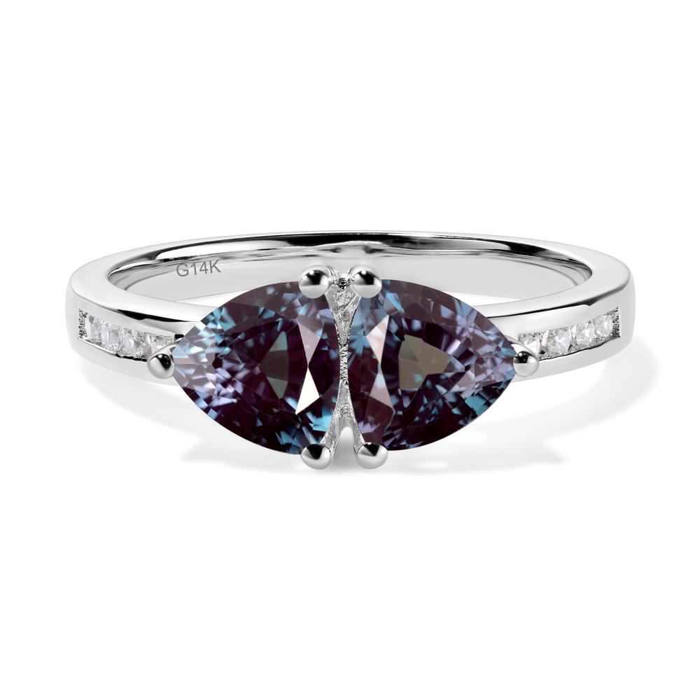 Trillion Cut Two Stone Lab Grown Alexandrite Ring - LUO Jewelry #metal_14k white gold