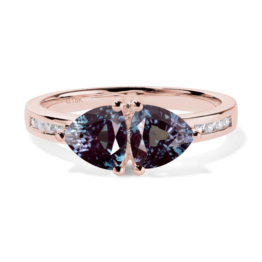 Trillion Cut Two Stone Lab Grown Alexandrite Ring - LUO Jewelry #metal_18k rose gold