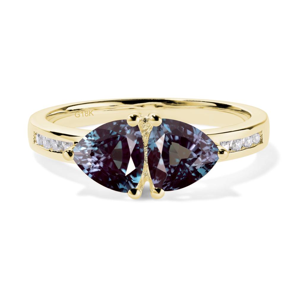 Trillion Cut Two Stone Lab Grown Alexandrite Ring - LUO Jewelry #metal_18k yellow gold