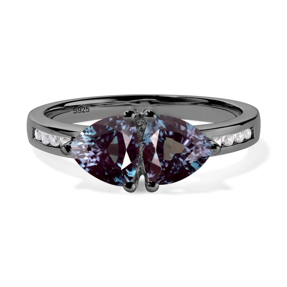 Trillion Cut Two Stone Lab Grown Alexandrite Ring - LUO Jewelry #metal_black finish sterling silver