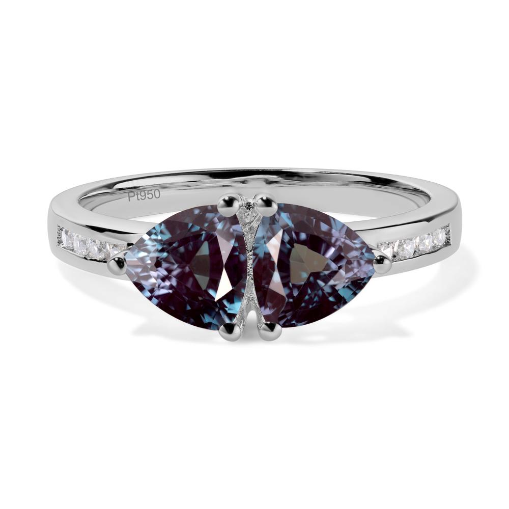 Trillion Cut Two Stone Lab Grown Alexandrite Ring - LUO Jewelry #metal_platinum