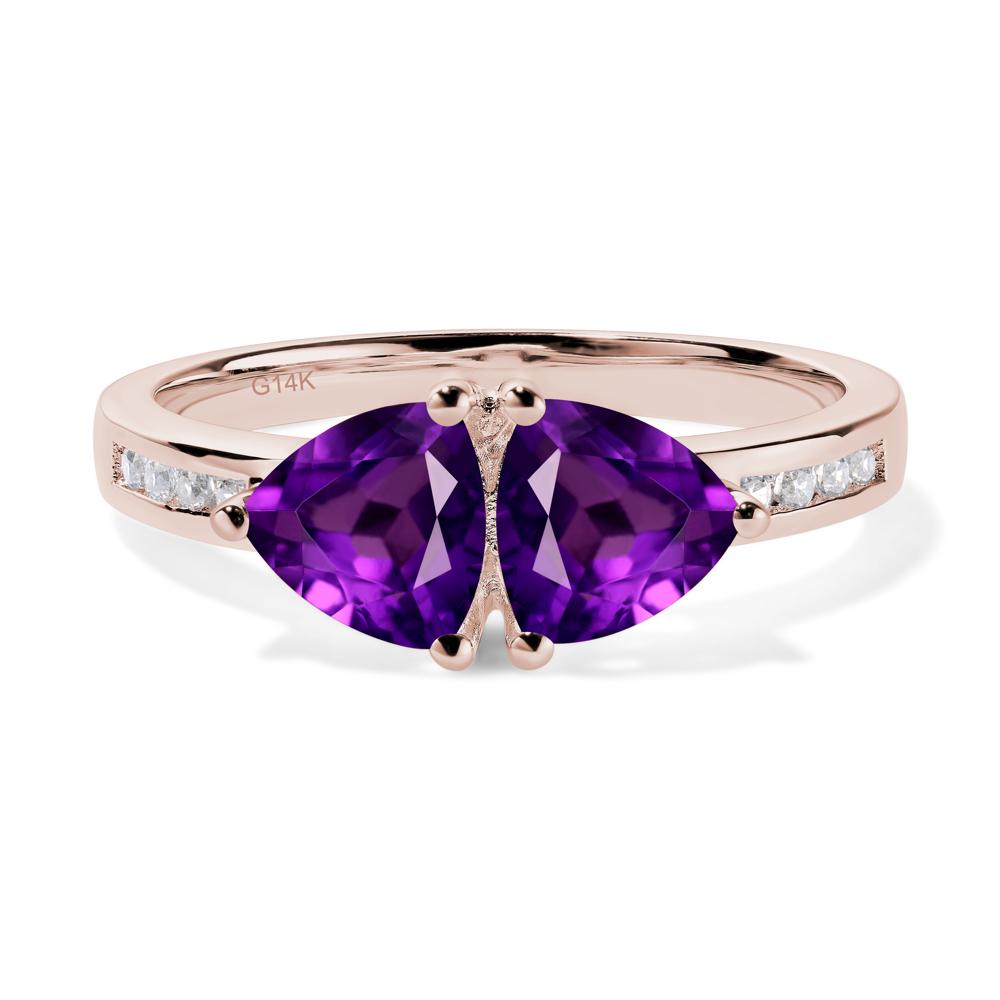 Trillion Cut Two Stone Amethyst Ring - LUO Jewelry #metal_14k rose gold