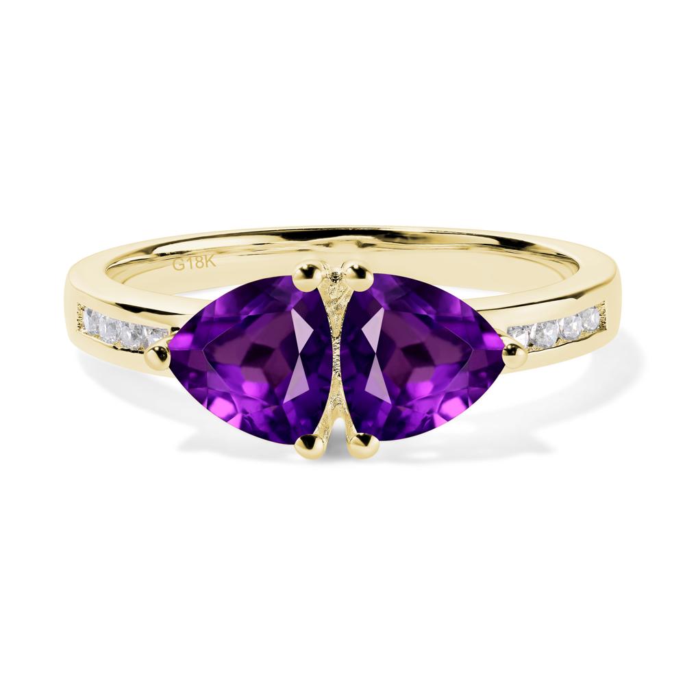 Trillion Cut Two Stone Amethyst Ring - LUO Jewelry #metal_18k yellow gold