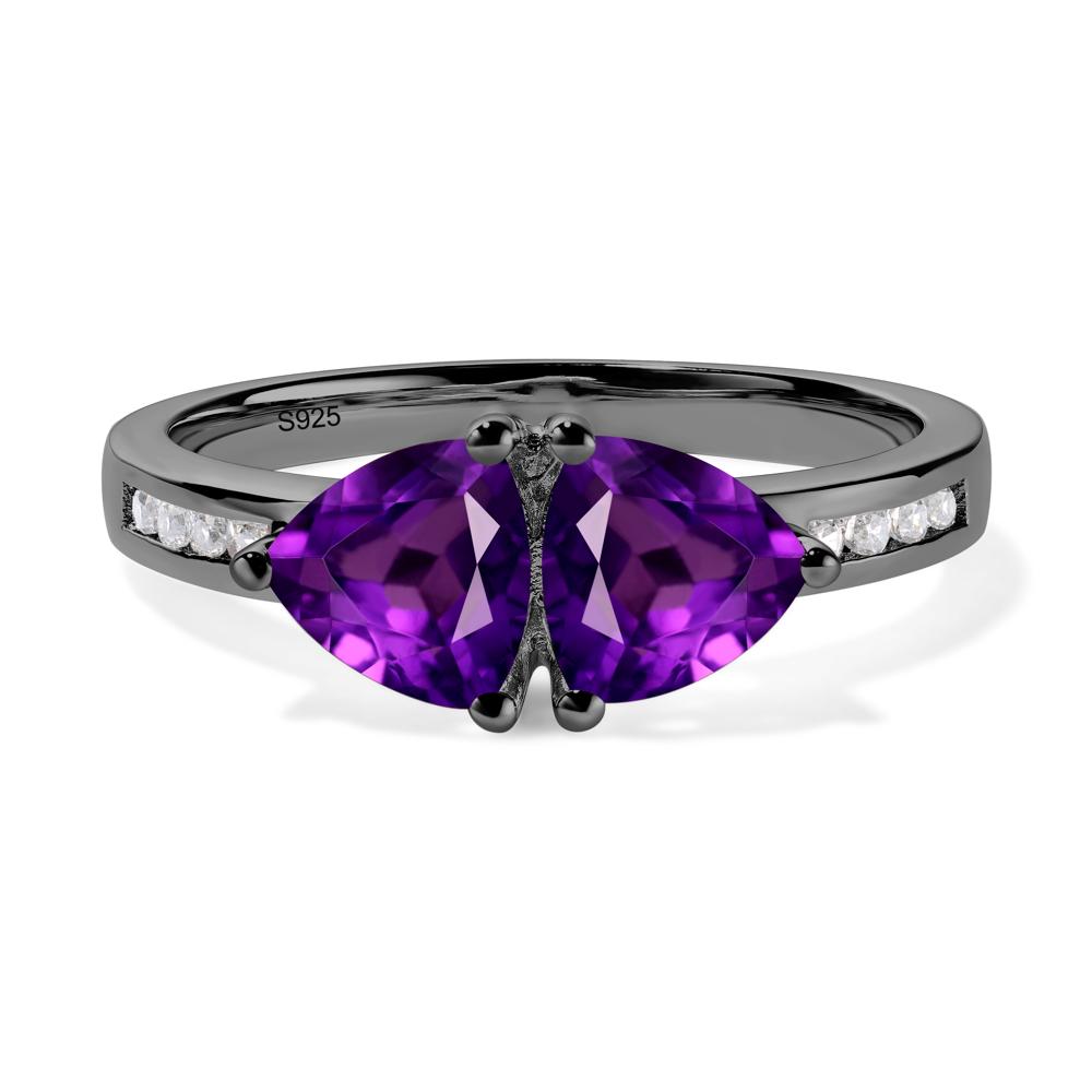 Trillion Cut Two Stone Amethyst Ring - LUO Jewelry #metal_black finish sterling silver