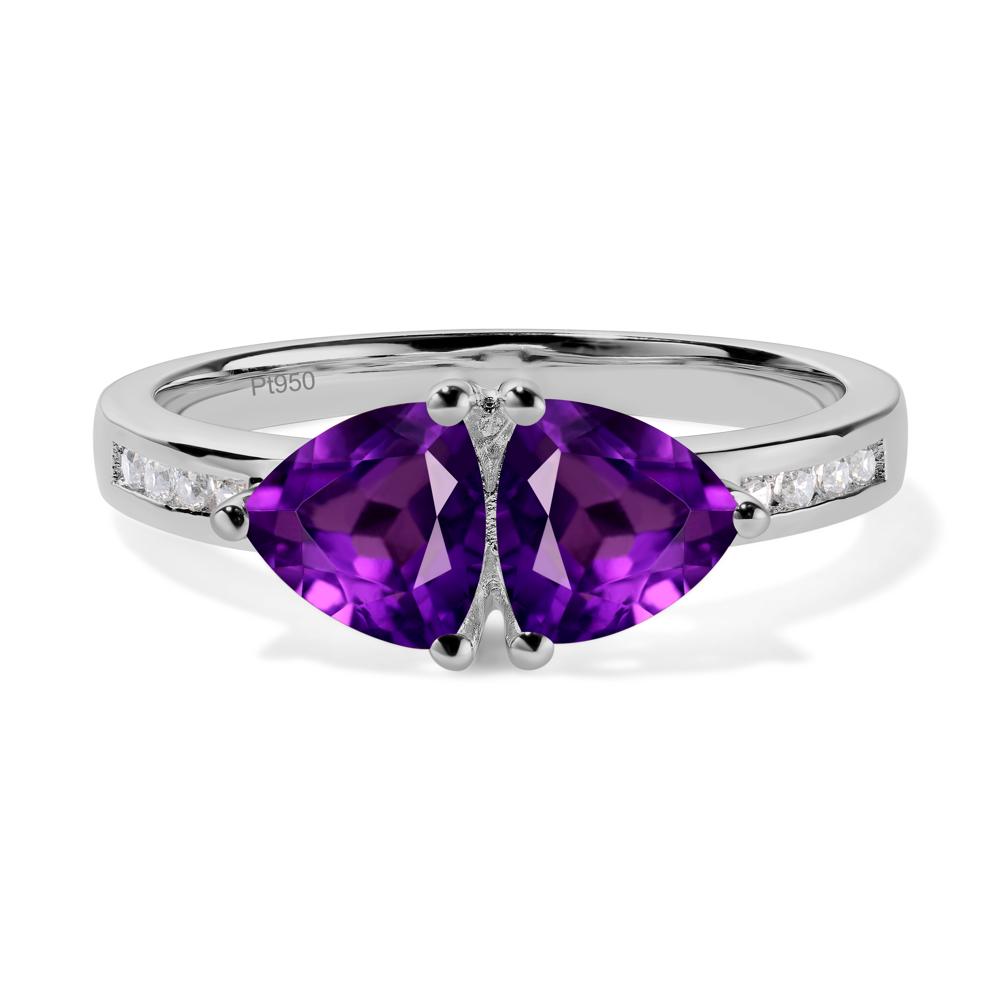 Trillion Cut Two Stone Amethyst Ring - LUO Jewelry #metal_platinum