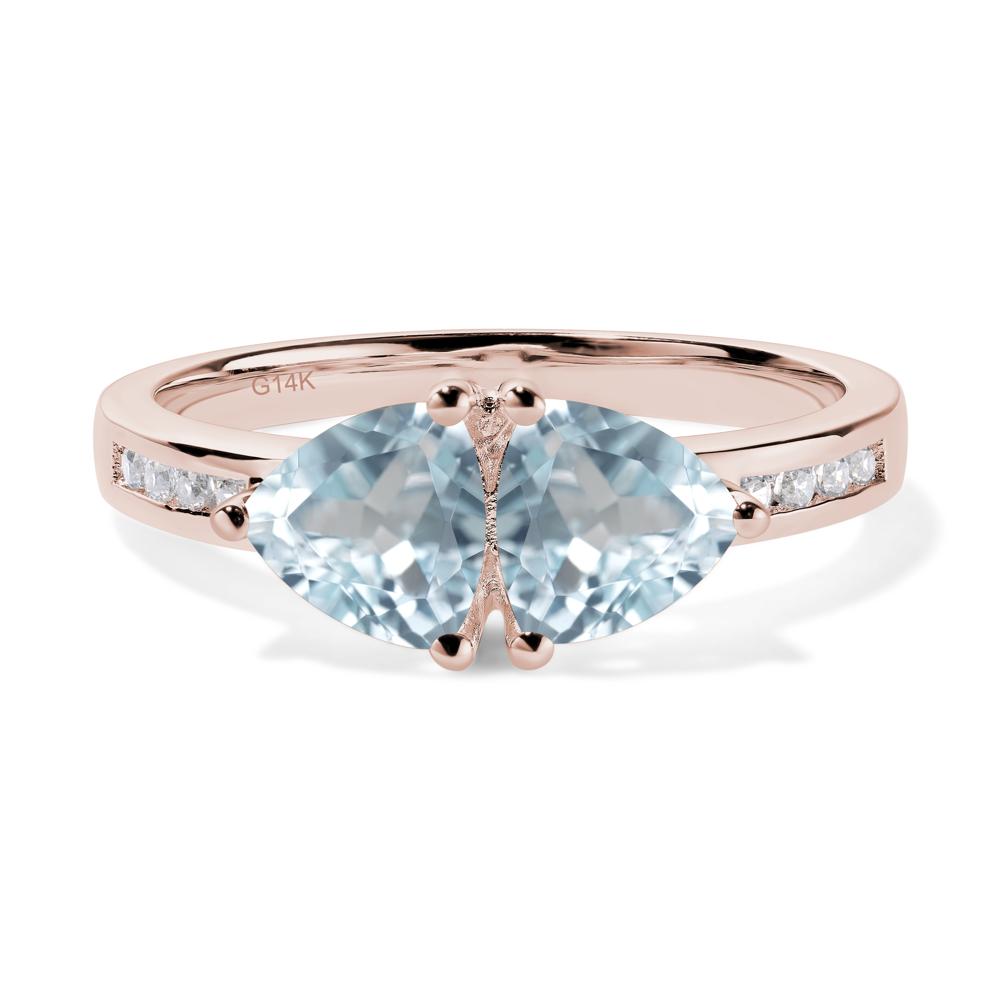 Trillion Cut Two Stone Aquamarine Ring - LUO Jewelry #metal_14k rose gold