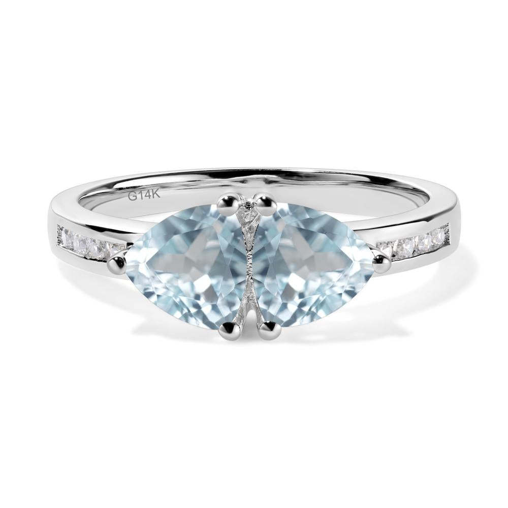 Trillion Cut Two Stone Aquamarine Ring - LUO Jewelry #metal_14k white gold