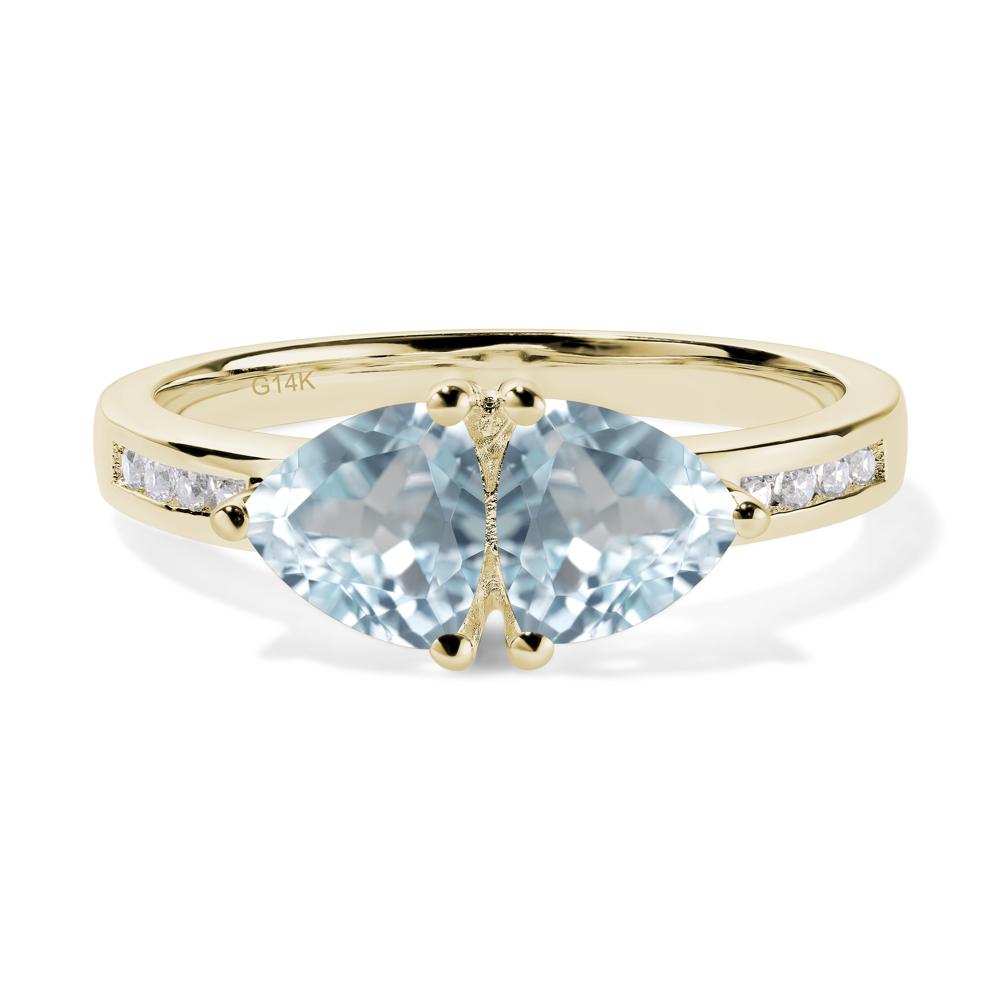 Trillion Cut Two Stone Aquamarine Ring - LUO Jewelry #metal_14k yellow gold