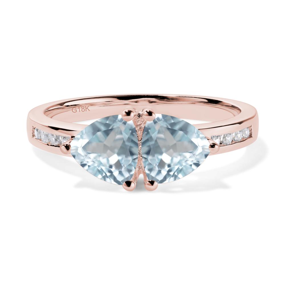 Trillion Cut Two Stone Aquamarine Ring - LUO Jewelry #metal_18k rose gold