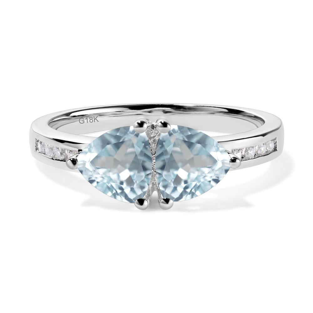 Trillion Cut Two Stone Aquamarine Ring - LUO Jewelry #metal_18k white gold