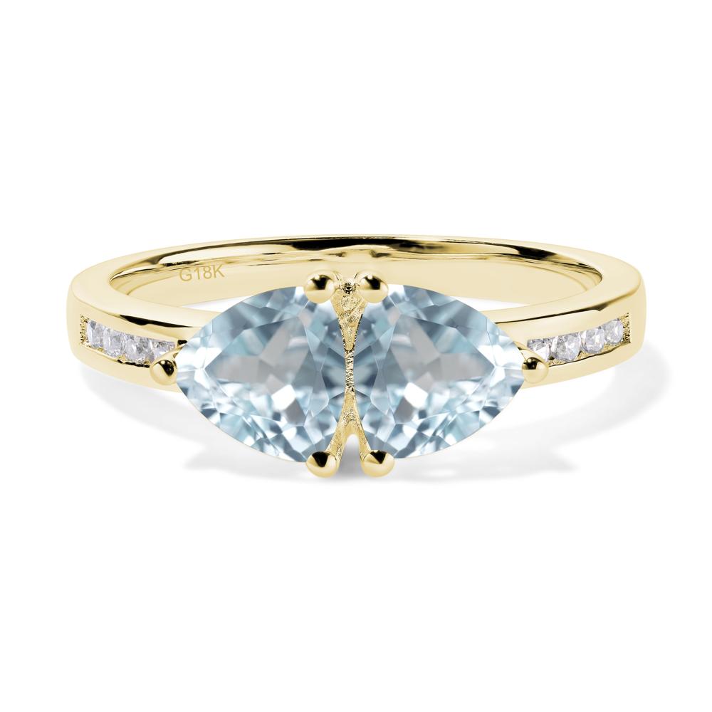 Trillion Cut Two Stone Aquamarine Ring - LUO Jewelry #metal_18k yellow gold