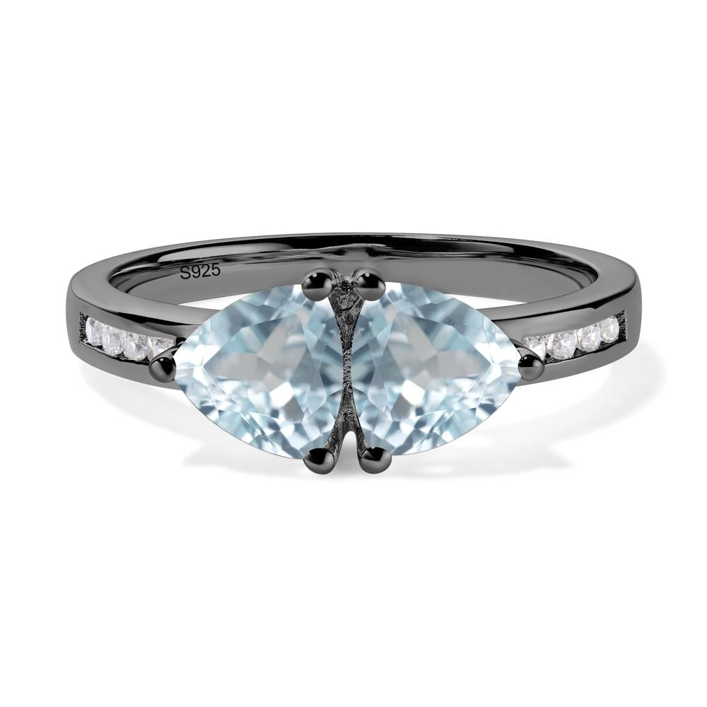 Trillion Cut Two Stone Aquamarine Ring - LUO Jewelry #metal_black finish sterling silver