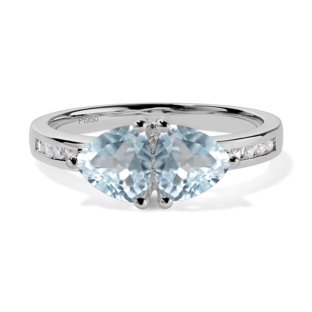 Trillion Cut Two Stone Aquamarine Ring - LUO Jewelry #metal_platinum