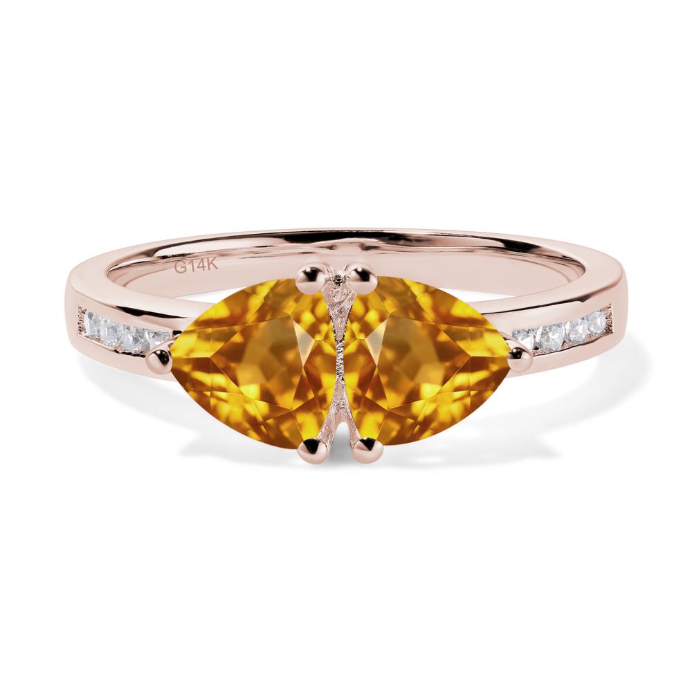 Trillion Cut Two Stone Citrine Ring - LUO Jewelry #metal_14k rose gold