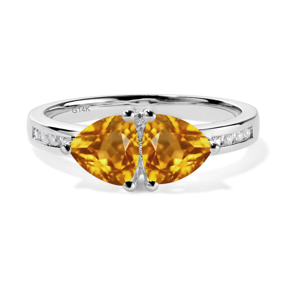 Trillion Cut Two Stone Citrine Ring - LUO Jewelry #metal_14k white gold