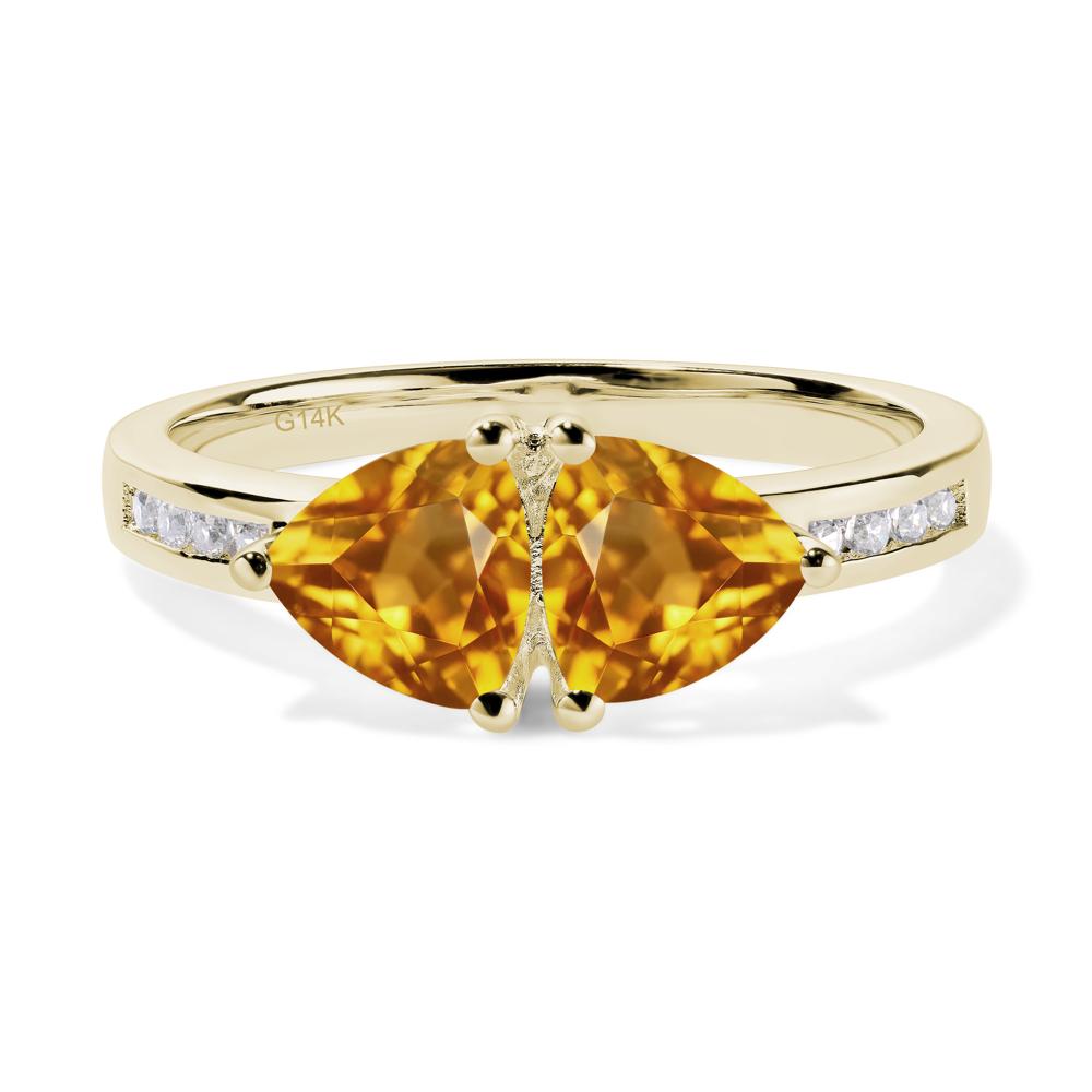Trillion Cut Two Stone Citrine Ring - LUO Jewelry #metal_14k yellow gold