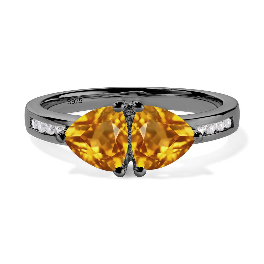 Trillion Cut Two Stone Citrine Ring - LUO Jewelry #metal_black finish sterling silver
