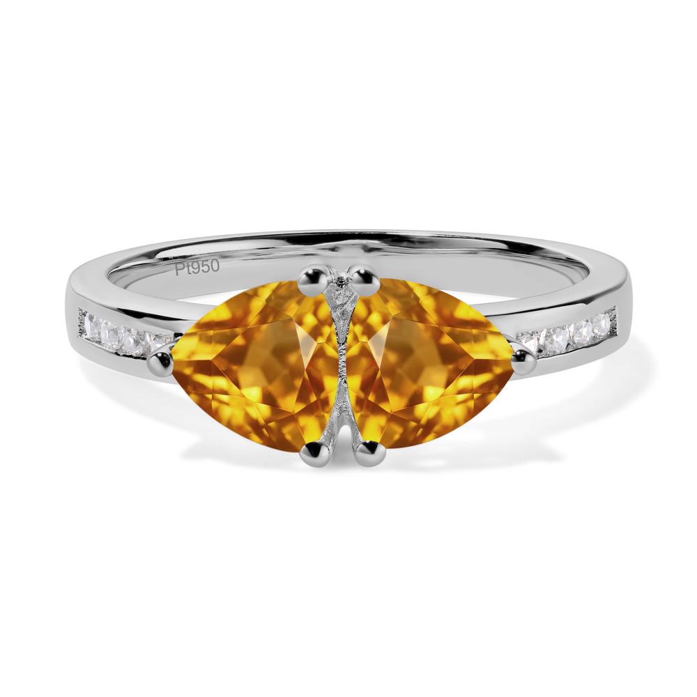 Trillion Cut Two Stone Citrine Ring - LUO Jewelry #metal_platinum