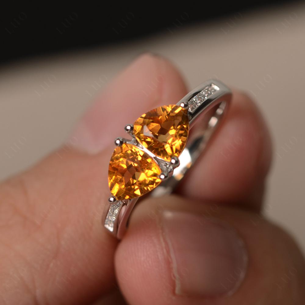 Trillion Cut Two Stone Citrine Ring - LUO Jewelry