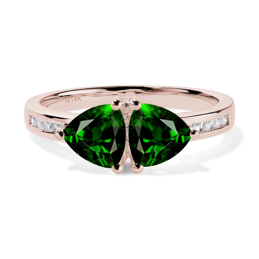 Trillion Cut Two Stone Diopside Ring - LUO Jewelry #metal_14k rose gold