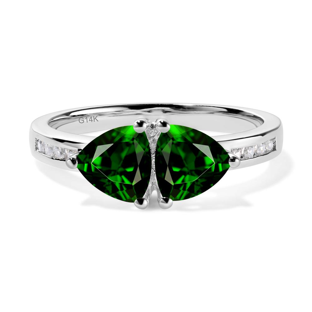 Trillion Cut Two Stone Diopside Ring - LUO Jewelry #metal_14k white gold