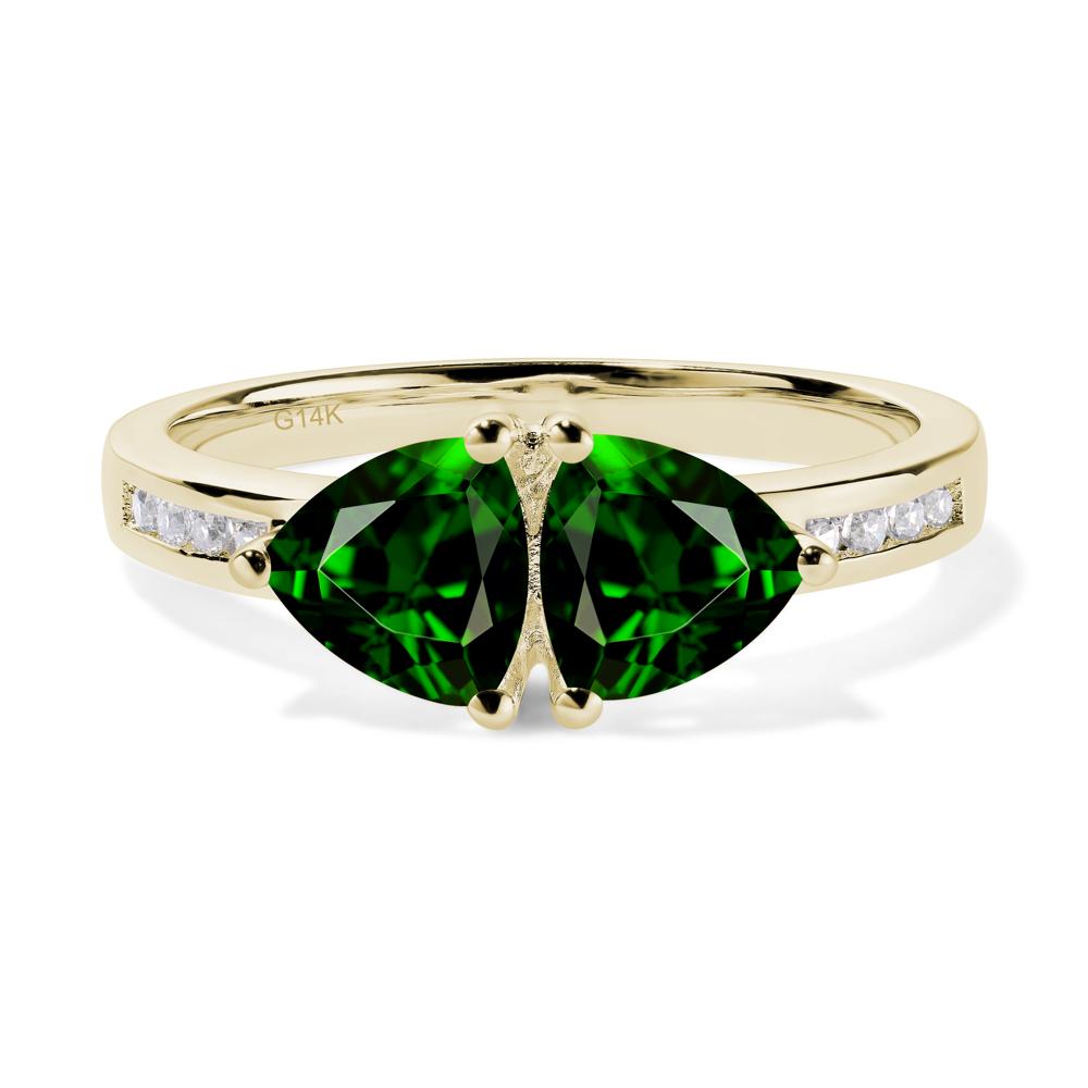 Trillion Cut Two Stone Diopside Ring - LUO Jewelry #metal_14k yellow gold