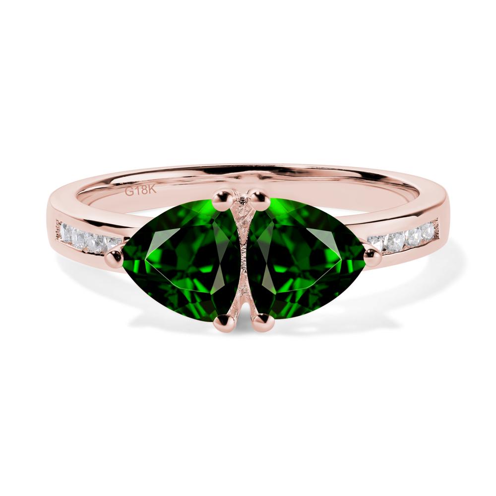Trillion Cut Two Stone Diopside Ring - LUO Jewelry #metal_18k rose gold