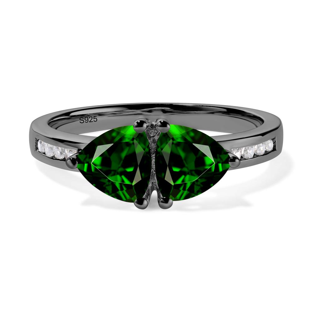 Trillion Cut Two Stone Diopside Ring - LUO Jewelry #metal_black finish sterling silver