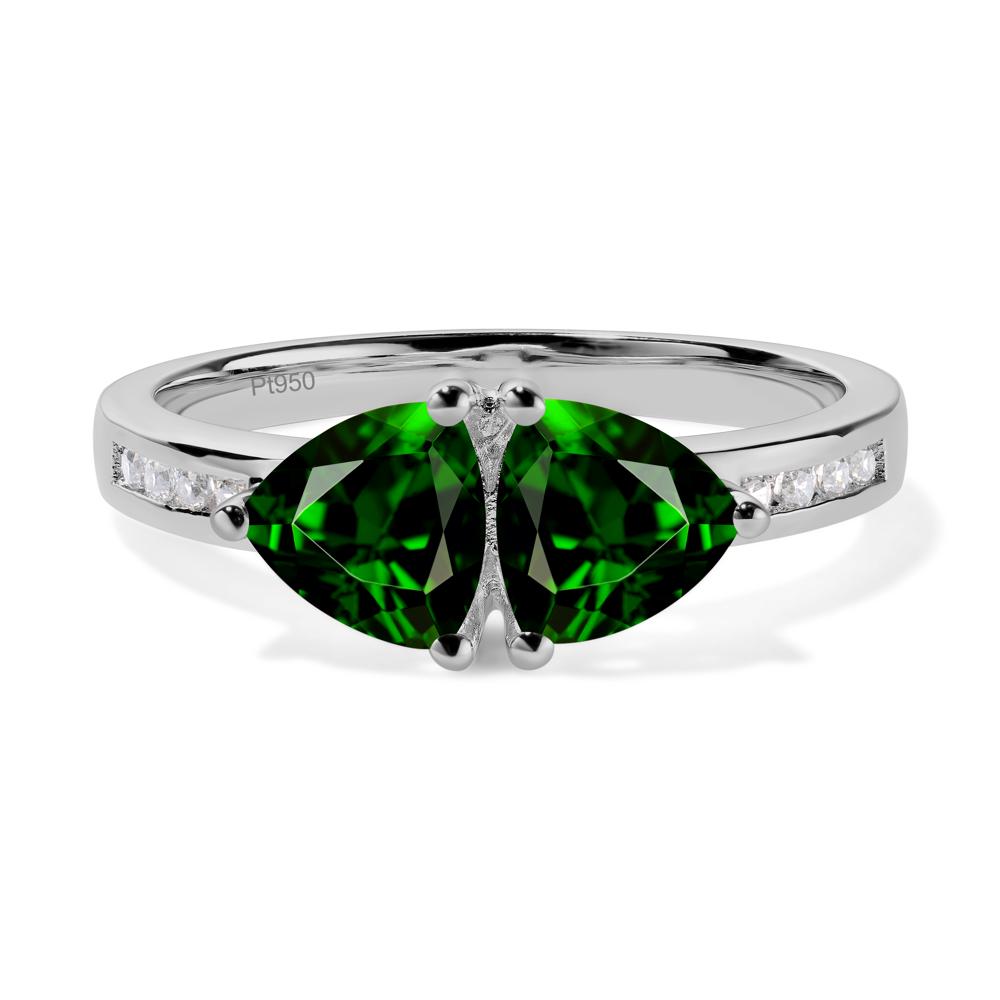 Trillion Cut Two Stone Diopside Ring - LUO Jewelry #metal_platinum
