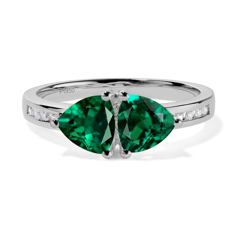 Trillion Cut Two Stone Lab Grown Emerald Ring - LUO Jewelry #metal_platinum