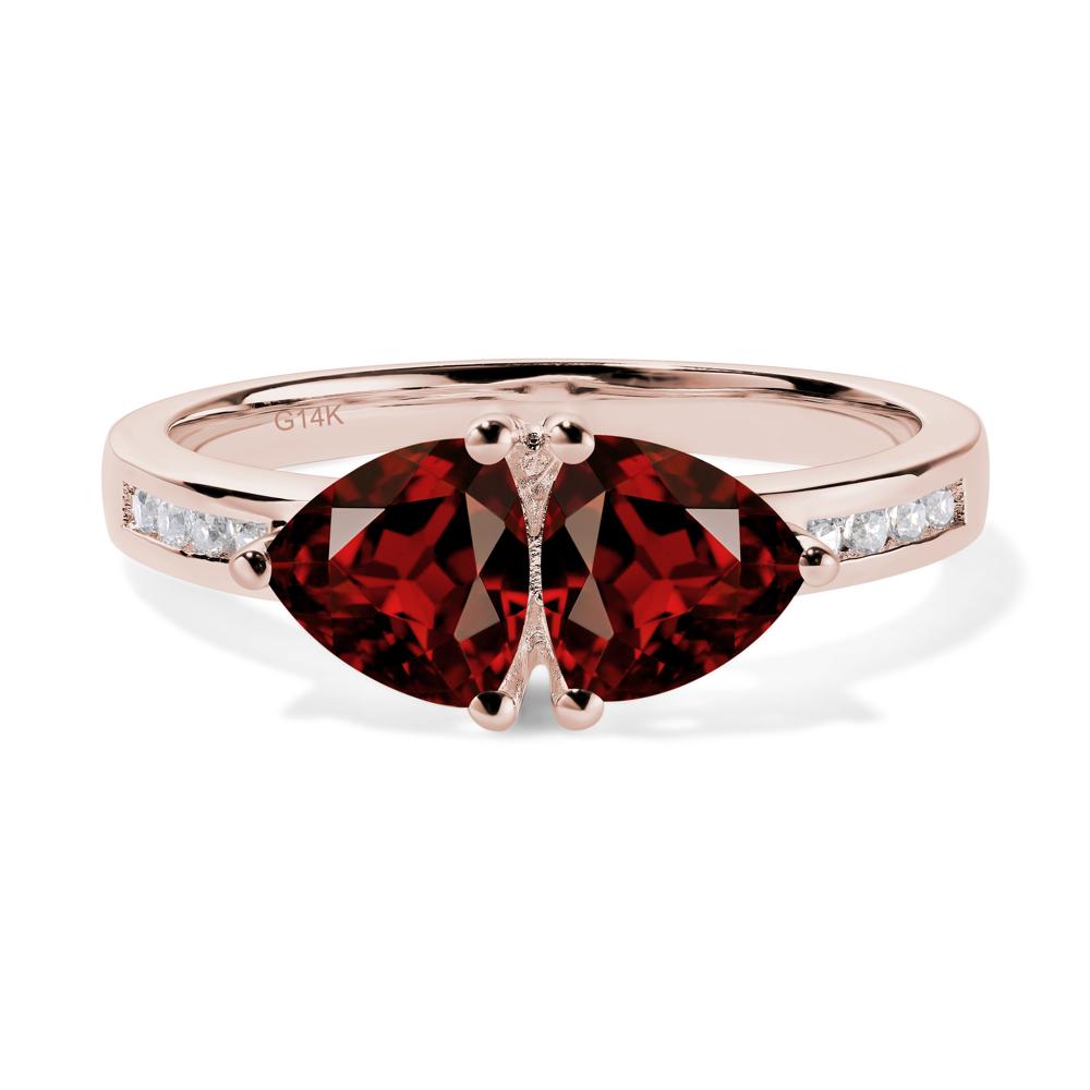 Trillion Cut Two Stone Garnet Ring - LUO Jewelry #metal_14k rose gold
