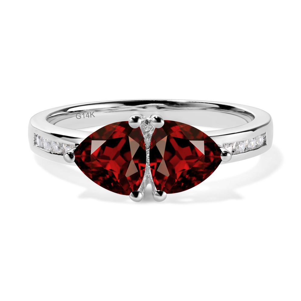 Trillion Cut Two Stone Garnet Ring - LUO Jewelry #metal_14k white gold