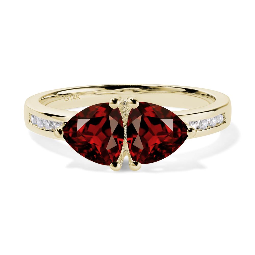 Trillion Cut Two Stone Garnet Ring - LUO Jewelry #metal_14k yellow gold