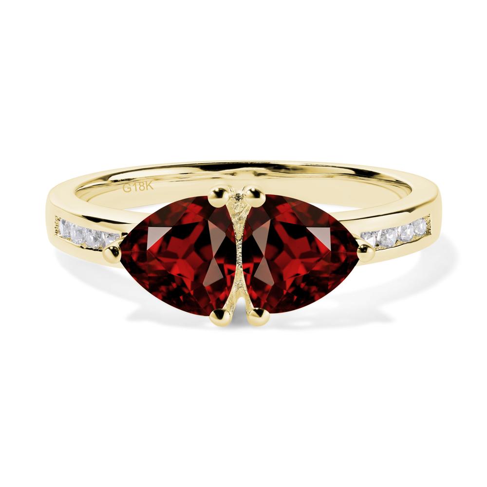 Trillion Cut Two Stone Garnet Ring - LUO Jewelry #metal_18k yellow gold