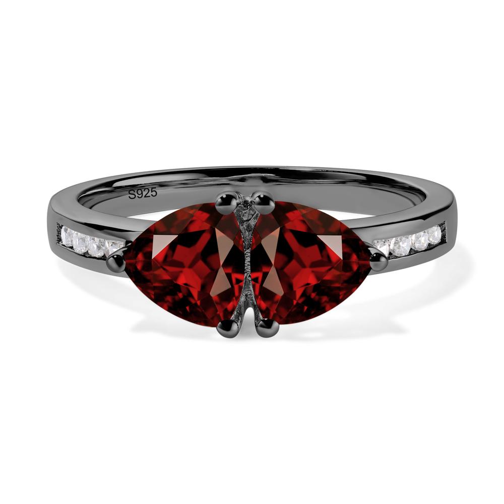 Trillion Cut Two Stone Garnet Ring - LUO Jewelry #metal_black finish sterling silver