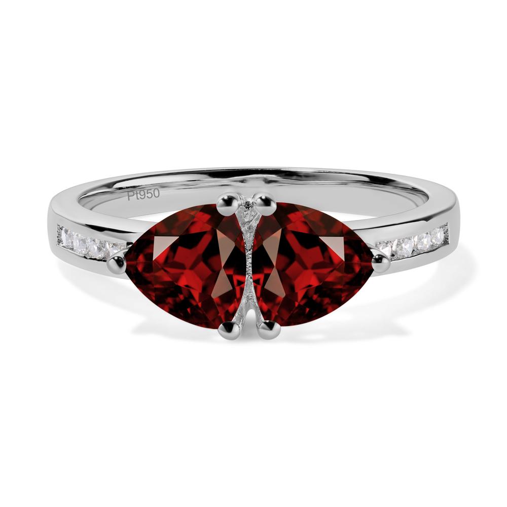 Trillion Cut Two Stone Garnet Ring - LUO Jewelry #metal_platinum