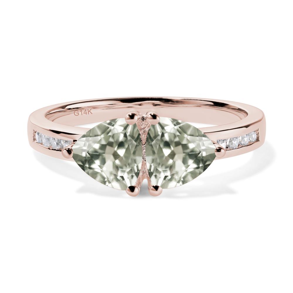 Trillion Cut Two Stone Green Amethyst Ring - LUO Jewelry #metal_14k rose gold